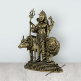 Ardhanareeswarar Murti – Antique Brass Idol / Cow & Lion Base Statue for Home & Pooja (4.5 x 3.5 Inches) - Retail Maharaj
