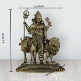 Ardhanareeswarar Murti – Antique Brass Idol / Cow & Lion Base Statue for Home & Pooja (4.5 x 3.5 Inches) - Retail Maharaj
