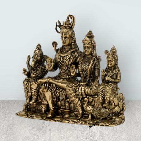 Shiv Parivar – 3.5 x 3.75 Inches | Brass Shiv Parivar Murti / Shiv Family Idol for Home Temple & Pooja Decor - Retail Maharaj