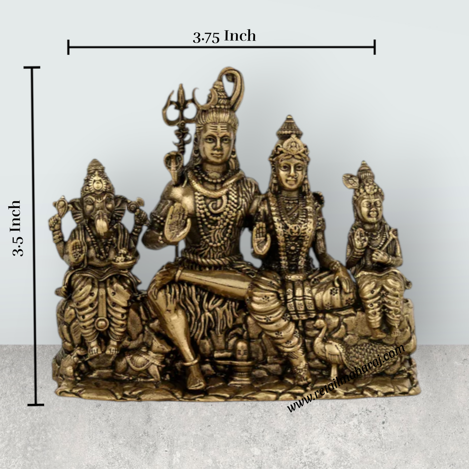 Shiv Parivar – 3.5 x 3.75 Inches | Brass Shiv Parivar Murti / Shiv Family Idol for Home Temple & Pooja Decor - Retail Maharaj
