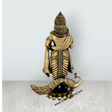 Peacock Murugan Standing On Kamal Base Murti - 6 x 3.5 Inches | Antique Brass Idol / Murugan Decor For Home & Pooja - Retail Maharaj