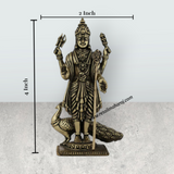Peacock Murugan Standing On Base Murti - 4 x 2 Inches | Antique Brass Idol - Retail Maharaj