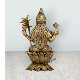 Raja Rajeshwari Devi Sitting On Base - 4 x 2 Inches | Brass Idol / Rajeshwari Murti For Pooja Room - Retail Maharaj