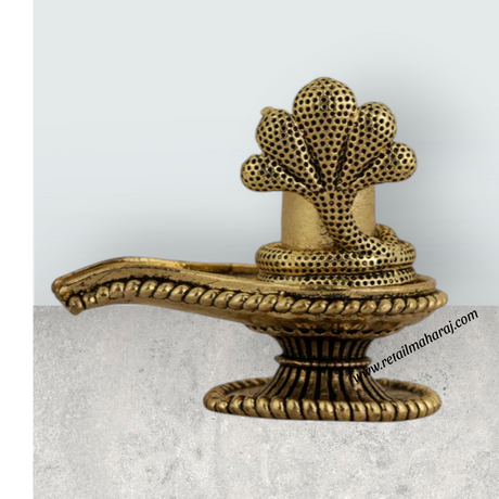 Shivling with Naga – 2.25 x 2 Inch | Antique Brass Shiva Lingam / Sivalingam Idol for Pooja & Home Temple Decor - Retail Maharaj