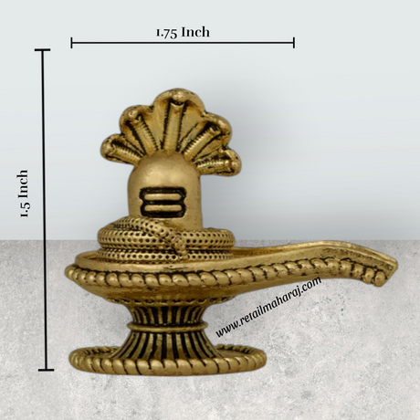 Shiv Ling Murti With Nagam - 1.5 x 1.75 Inches | Brass Shiva Lingam Statue / Shiv Ling Idol For Pooja - Retail Maharaj