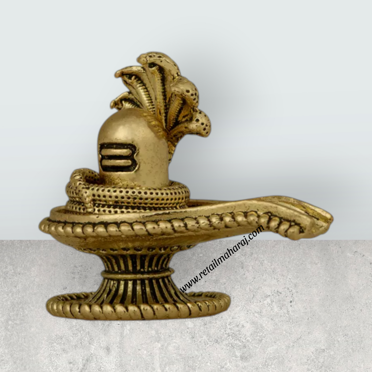 Shiv Ling Murti With Nagam - 1.5 x 1.75 Inches | Brass Shiva Lingam Statue / Shiv Ling Idol For Pooja - Retail Maharaj