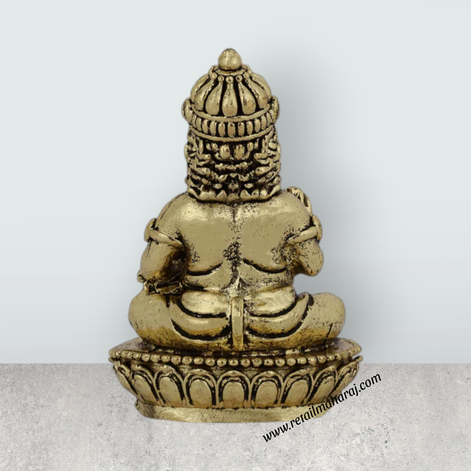 Kubera Sitting On Base Murti - 1.5 x 0.75 Inches | Antique Brass Statue / Kubera Idol for Home & Pooja - Retail Maharaj
