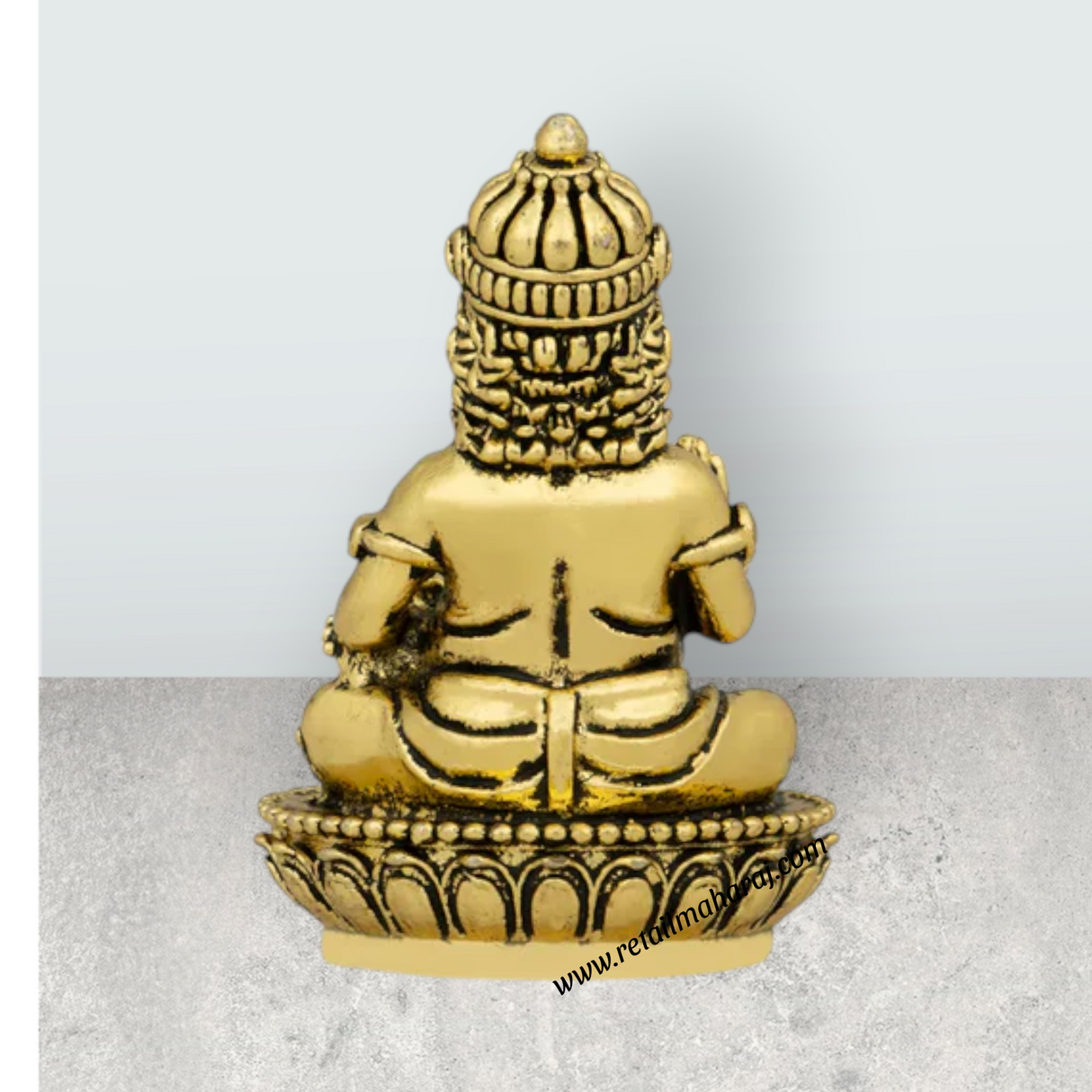 Kubera Statue Sitting On Base - 2 X 1 Inches | Antique Brass Idol / Kuber Murti For Wealth And Prosperity - Retail Maharaj