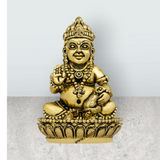 Kubera Statue Sitting On Base - 2 X 1 Inches | Antique Brass Idol / Kuber Murti For Wealth And Prosperity - Retail Maharaj