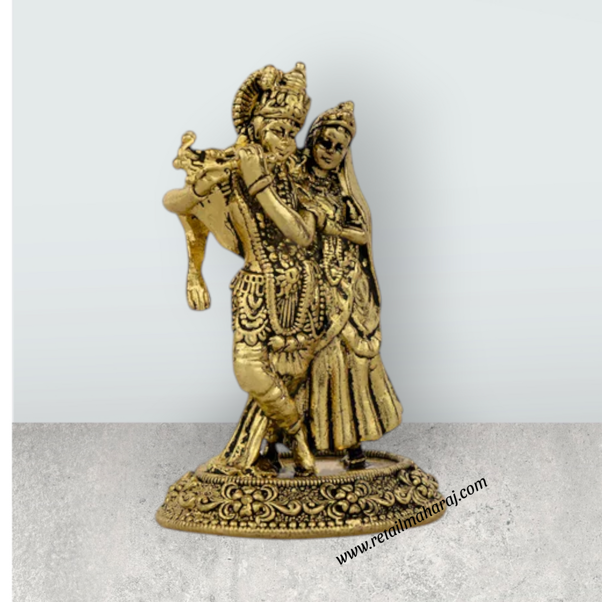 Lakshmi Murti Sitting on Lotus – 2.5 x 1.25 Inches | Brass Idol / Antique Finish Goddess Statue for Pooja & Decor - Retail Maharaj