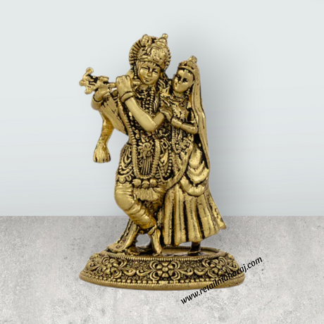 Lakshmi Murti Sitting on Lotus – 2.5 x 1.25 Inches | Brass Idol / Antique Finish Goddess Statue for Pooja & Decor - Retail Maharaj
