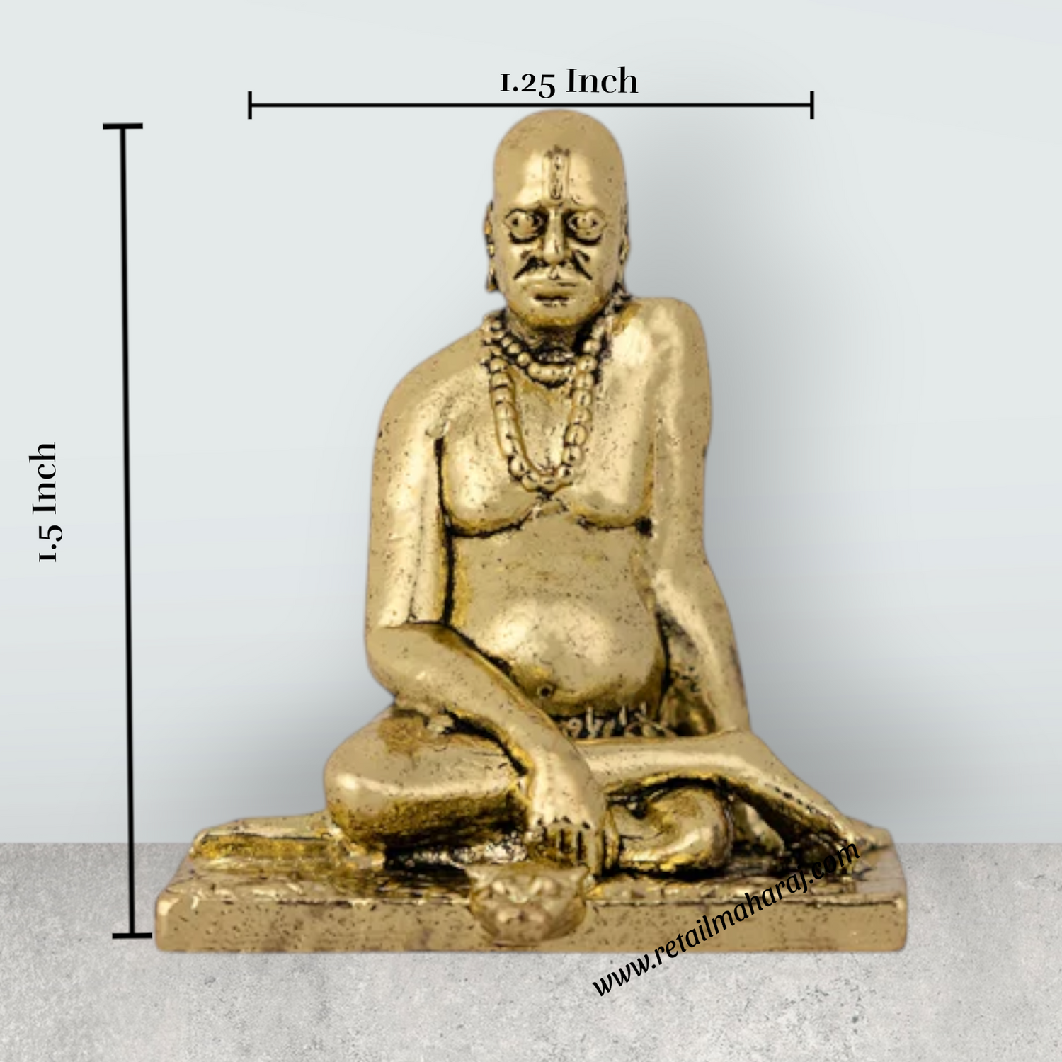 Swami Samarth Murti – Brass Idol / Swami Samarth Statue for Pooja (1.5 x 1.25 Inches) - Retail Maharaj
