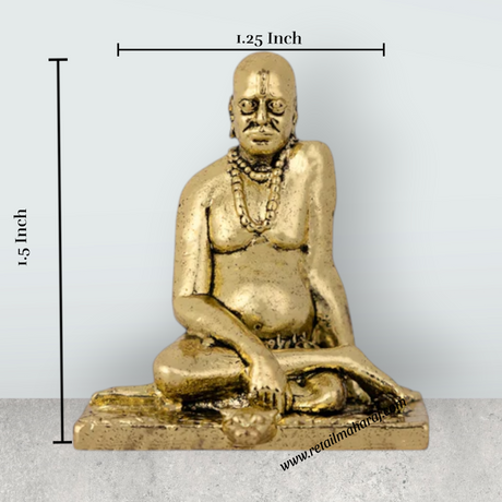 Swami Samarth Murti – Brass Idol / Swami Samarth Statue for Pooja (1.5 x 1.25 Inches) - Retail Maharaj