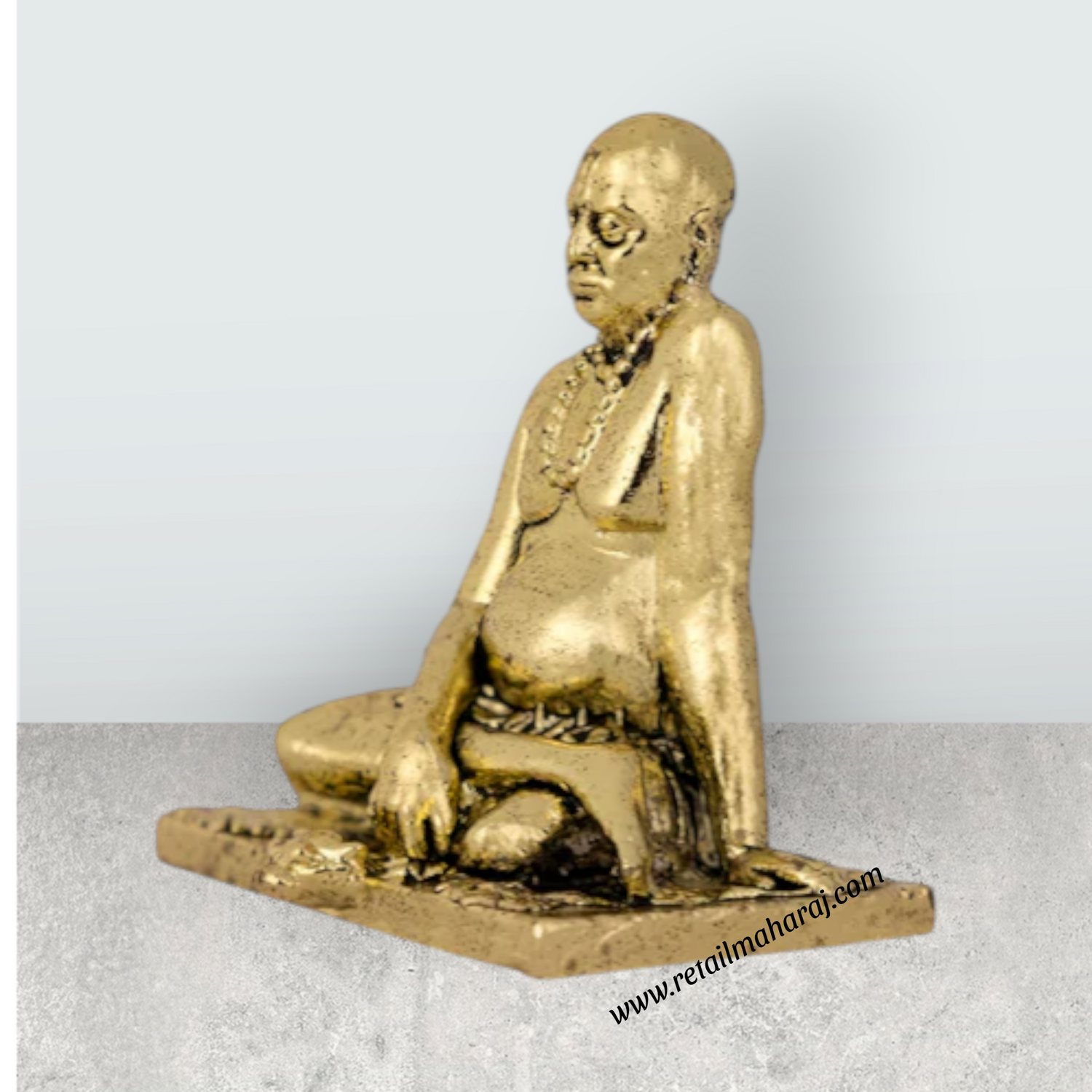 Swami Samarth Murti – Brass Idol / Swami Samarth Statue for Pooja (1.5 x 1.25 Inches) - Retail Maharaj