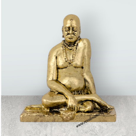 Swami Samarth Murti – Brass Idol / Swami Samarth Statue for Pooja (1.5 x 1.25 Inches) - Retail Maharaj