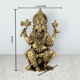 Ganesha Murti – 2 x 1.25 Inches | Brass Vinayaka Murti / Antique Polish Vigneshwara Statue for Home Temple - Retail Maharaj