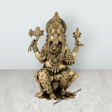 Ganesha Murti – 2 x 1.25 Inches | Brass Vinayaka Murti / Antique Polish Vigneshwara Statue for Home Temple - Retail Maharaj
