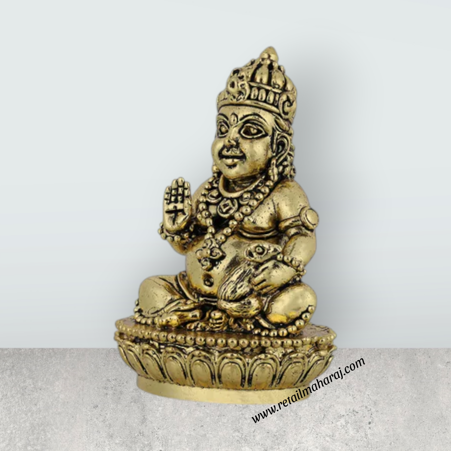 Annapurna Devi Sitting On Base – 2.75 X 2 Inches Antique Brass Idol Annapoorani Statue For Divine Blessings - Retail Maharaj