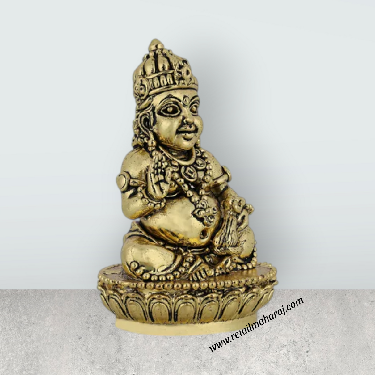 Annapurna Devi Sitting On Base – 2.75 X 2 Inches Antique Brass Idol Annapoorani Statue For Divine Blessings - Retail Maharaj