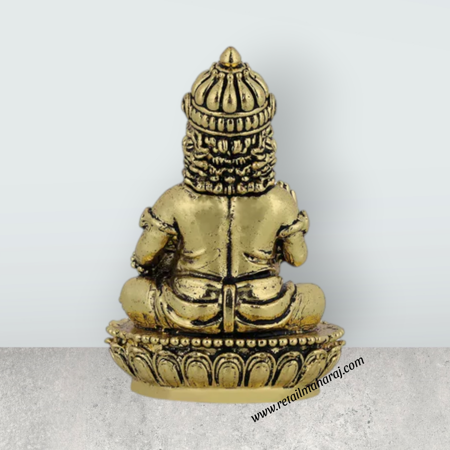 Annapurna Devi Sitting On Base – 2.75 X 2 Inches Antique Brass Idol Annapoorani Statue For Divine Blessings - Retail Maharaj