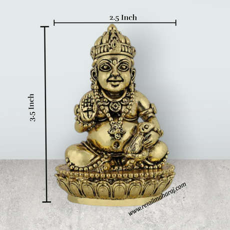 Annapurna Devi Sitting On Base – 2.75 X 2 Inches Antique Brass Idol Annapoorani Statue For Divine Blessings - Retail Maharaj