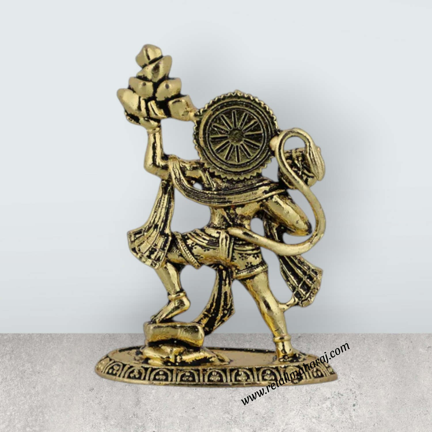 Hanuman Statue Lifting Sanjeevi Mountain – 1.75 X 1.25 Inches Antique Brass Idol Anjaneya Statue For Courage - Retail Maharaj