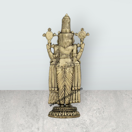Balaji Murti Standing On Base - 4 X 12.5 Inches | Brass Statue / Venkateswara Swamy Idol / Perumal Statue For Pooja - Retail Maharaj