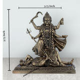Kali Devi on Base Murti – Antique Brass Goddess Dakshina Kali Statue / Mahakali Murti for Home & Pooja (3.75 x 3.75 Inches) - Retail Maharaj