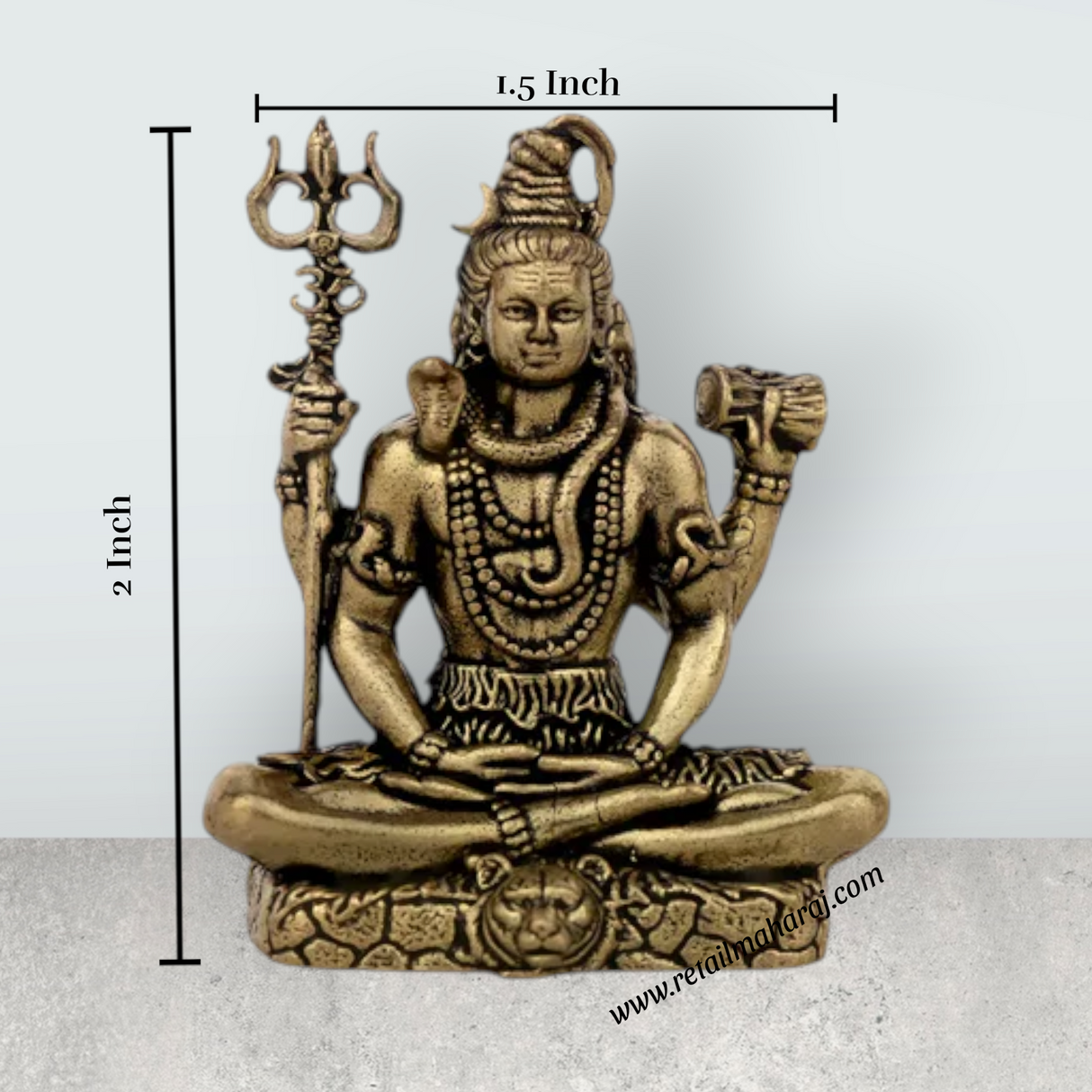 Shiva Statue – Antique Brass Shiv Murti / Lord Shivan Idol for Home Temple & Pooja Decor (2 x 1.5 Inches) - Retail Maharaj