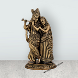 Radha Krishna Standing On Base Murti - 4.25 x 2.25 Inches | Antique Brass Idol / Radha Krishna Statue For Home - Retail Maharaj
