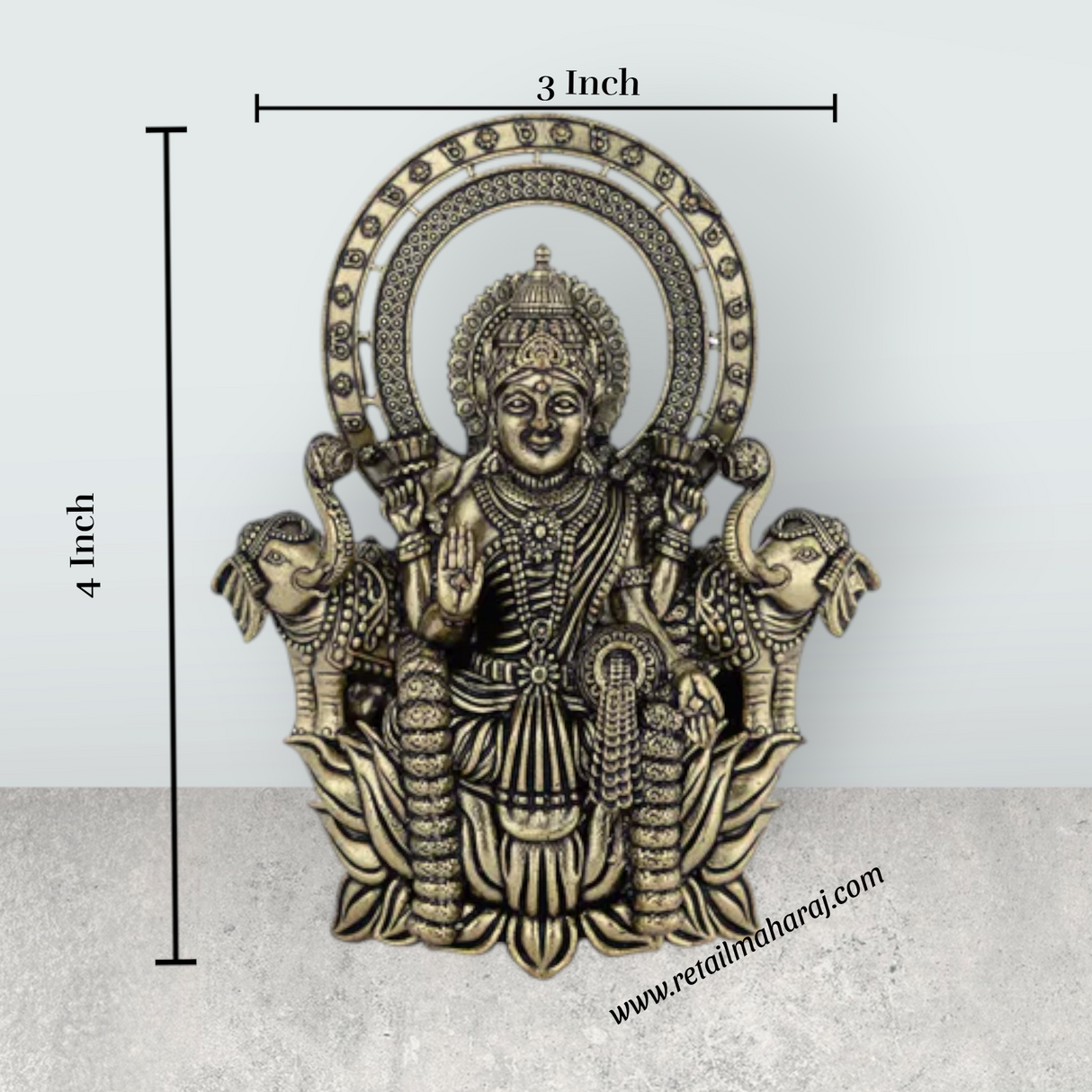 Brahma Sitting On Kamal Base Murti – Antique Brass Brahmadeva Statue for Home & Pooja (3 x 2 Inches) - Retail Maharaj