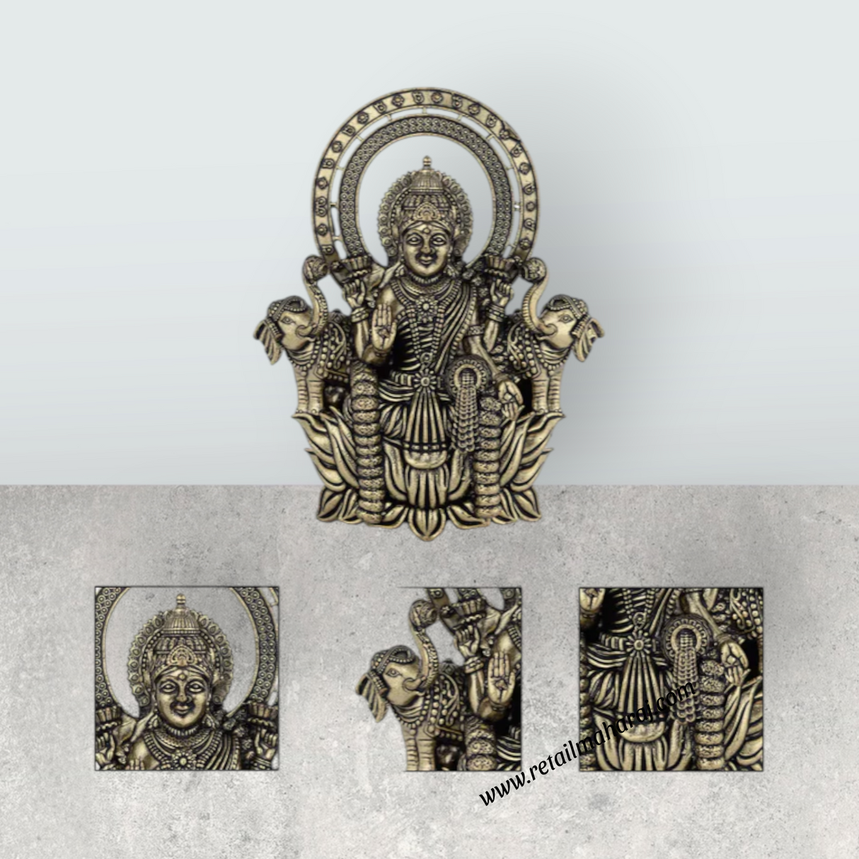 Brahma Sitting On Kamal Base Murti – Antique Brass Brahmadeva Statue for Home & Pooja (3 x 2 Inches) - Retail Maharaj
