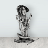 Vishnu Murti With Sheshnag Standing On Base – 4 x 2 Inches German Silver & Antique Polish Vishnu Idol for Pooja - Retail Maharaj
