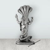 Vishnu Murti With Sheshnag Standing On Base – 4 x 2 Inches German Silver & Antique Polish Vishnu Idol for Pooja - Retail Maharaj
