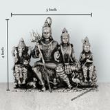 Shiv Family Murti Sitting On Base – 4 x 5 Inches German Silver / Antique Polish Shiva Family Statue for Worship - Retail Maharaj