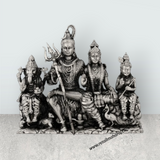 Shiv Family Murti Sitting On Base – 4 x 5 Inches German Silver / Antique Polish Shiva Family Statue for Worship - Retail Maharaj