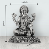 Lakshmi Idol Sitting On Base – 3 x 2.5 Inches German Silver Laxmi Idol/ Antique Polish Lakshmi Murti for Worship - Retail Maharaj