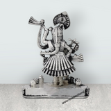 Shrinathji Murti Standing On Base – 4 x 3 Inches German Silver & Antique Polish Shreenathji Murti for Pooja - Retail Maharaj