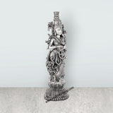 Radha Murti Standing On Base - 11 x 3.5 Inches | German Silver Radha Statue/Antique Polish Radha Idol for Home - Retail Maharaj