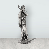 Flute Krishna Murti Standing On Base – 9.75 x 3.5 Inches German Silver & Antique Polish Krishna Idol for Worship - Retail Maharaj