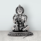 Lakshmi Idol Sitting On Lotus Base – 4 x 3.5 Inches German Silver & Antique Polish Laxmi Idol for Worship - Retail Maharaj