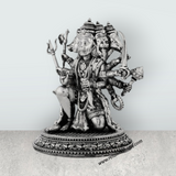 Panchmukhi Hanuman Murti Mandir With Base – 4 x 3.25 Inches Antique German Silver Anjaneya Statue for Pooja - Retail Maharaj