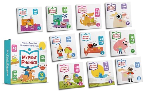 My First Phonics: Box Set of 10 books for Kids – Learn-to-Read Library| Sight Words, Rhyming Stories & CVC Word Practice | Early Reading Books for Toddlers, Preschool & Kindergarten (Age 2+) - Retail Maharaj