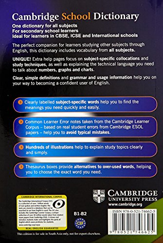 Cambridge School Dictionary for Secondary School Learners| Idea l for Learners in CBSE, ICSE and International Schools - Retail Maharaj