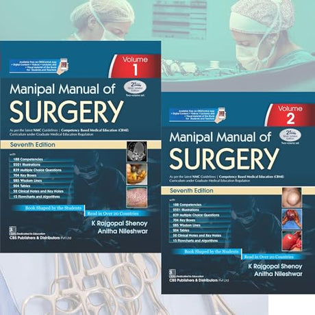 Manipal Manual Of Surgery 7Ed 2 Vol Set (Pb 2025) (Cbme Edition) - Retail Maharaj
