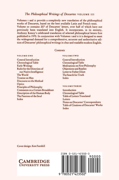 The Philosophical Writings of Descartes: Volume 3, The Correspondence: 003 (Philosophical Writings of Descartes (Paperback)) - Retail Maharaj