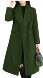 GAGA Women's Long Sleeve Fashion Wool Trench Coat Army Green S - Retail Maharaj