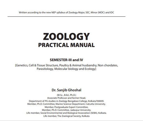 ZOOLOGY PRACTICAL MANUAL (3RD & 4TH SEMESTER) - Retail Maharaj
