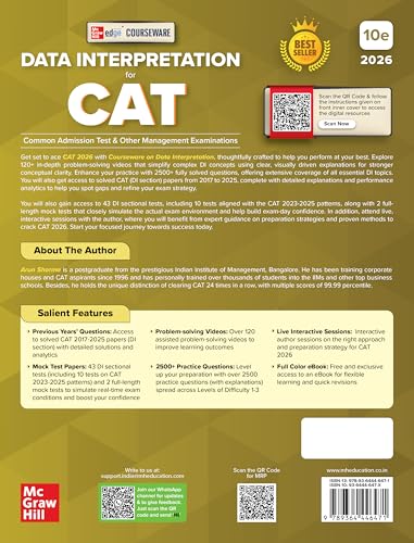 Courseware on Data Interpretation, 10e for CAT 2026 by Arun Sharma | 2500+ Practice Questions | Solved PYQs (2017-2025) | 120+ Problem Solving Videos | 43 DI Sectional & Mock Tests | MBA Preparation - Retail Maharaj