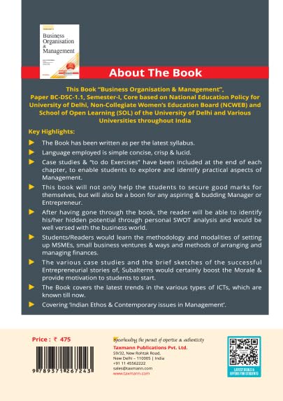 Taxmann's Business Organisation & Management [UGCF | NEP] – Concise Yet Comprehensive Textbook Offering—Clear Theoretical Foundations | Practical Insights | Holistic Development - Retail Maharaj